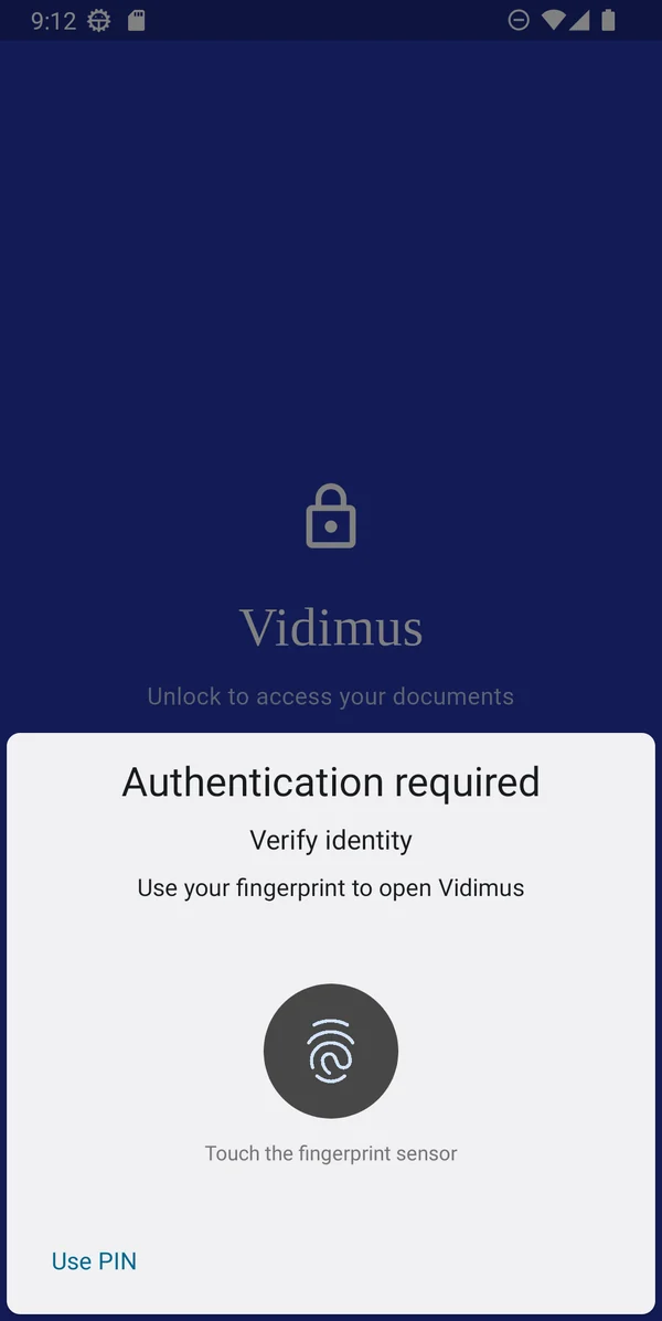 Vidimus unlock screen